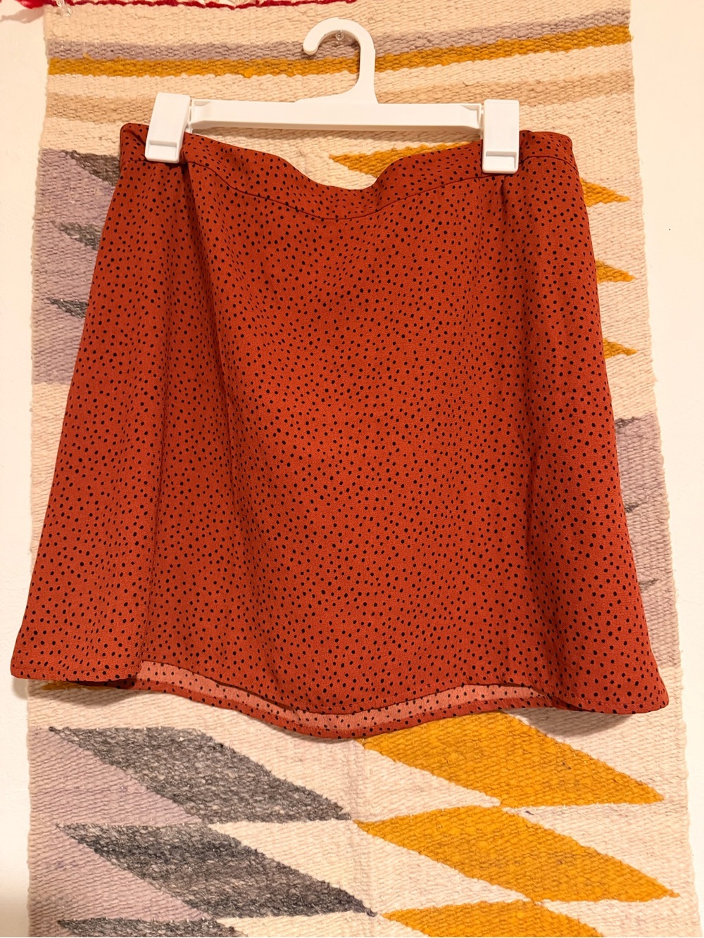 bp Rust A-Line Skirt with Black Dot Print